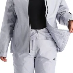 4F, Kudn001 Ski-jas Dames Cold Light Melange Grijs -Cmp Ski-uitrusting Winkel 4f kudn001 aa jas gevoerd dames cold light melange grijs 224fxxx101v1 BI 09