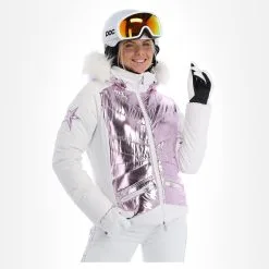 High Society, Harper Ski-jas Dames Lila Paars, Wit -Cmp Ski-uitrusting Winkel high society ski jacket aa jas gevoerd dames lila paars wit 22highs101v1 BI 04