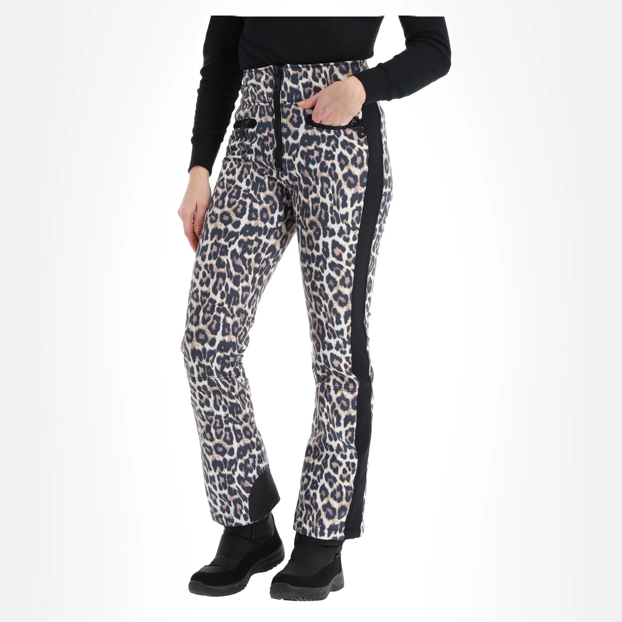 High Society, Tara Softshell Skibroek Dames Leopard Print Beige 1 High Society, Tara Softshell Skibroek Dames Leopard Print Beige