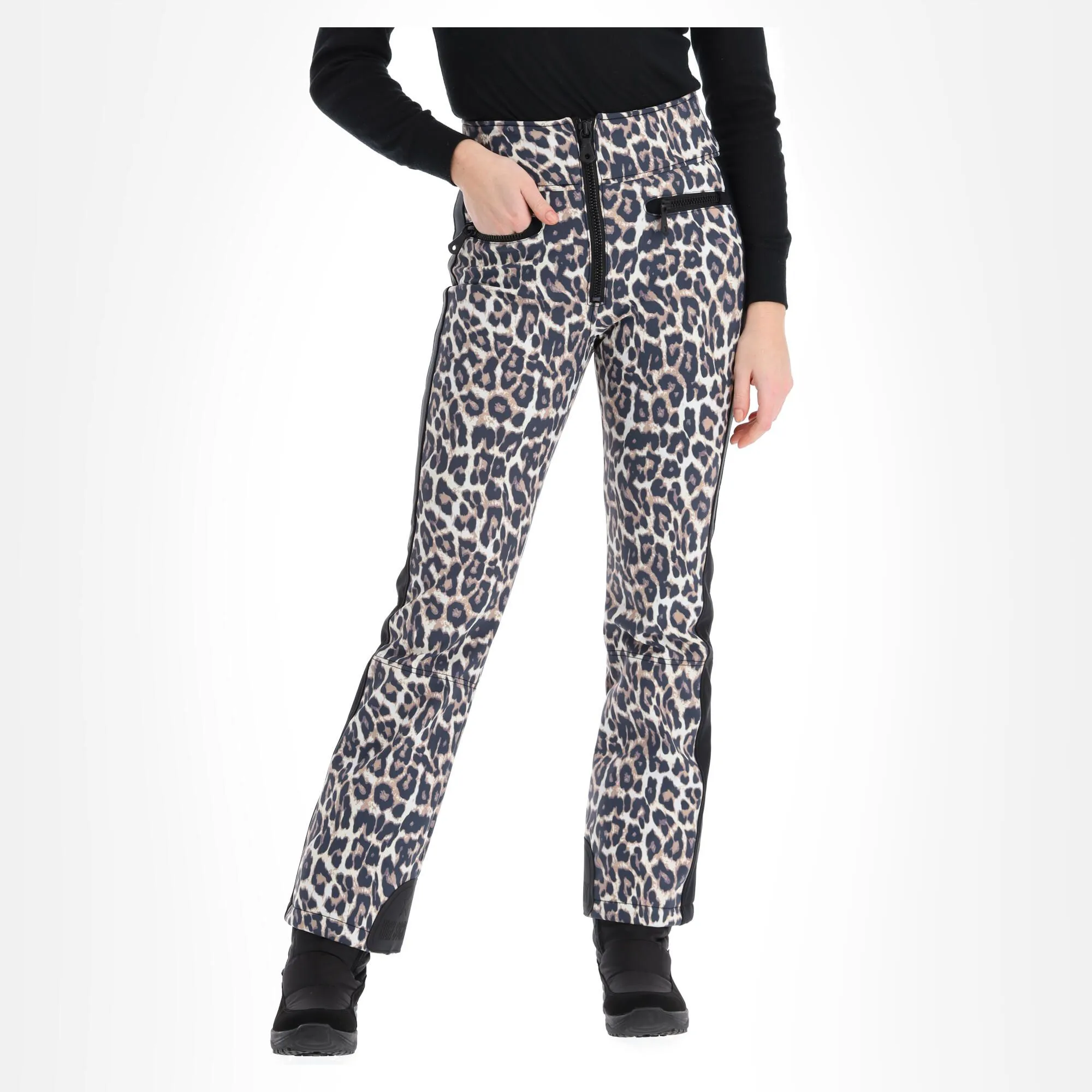 High Society, Tara Softshell Skibroek Dames Leopard Print Beige 3 High Society, Tara Softshell Skibroek Dames Leopard Print Beige - Afbeelding 3